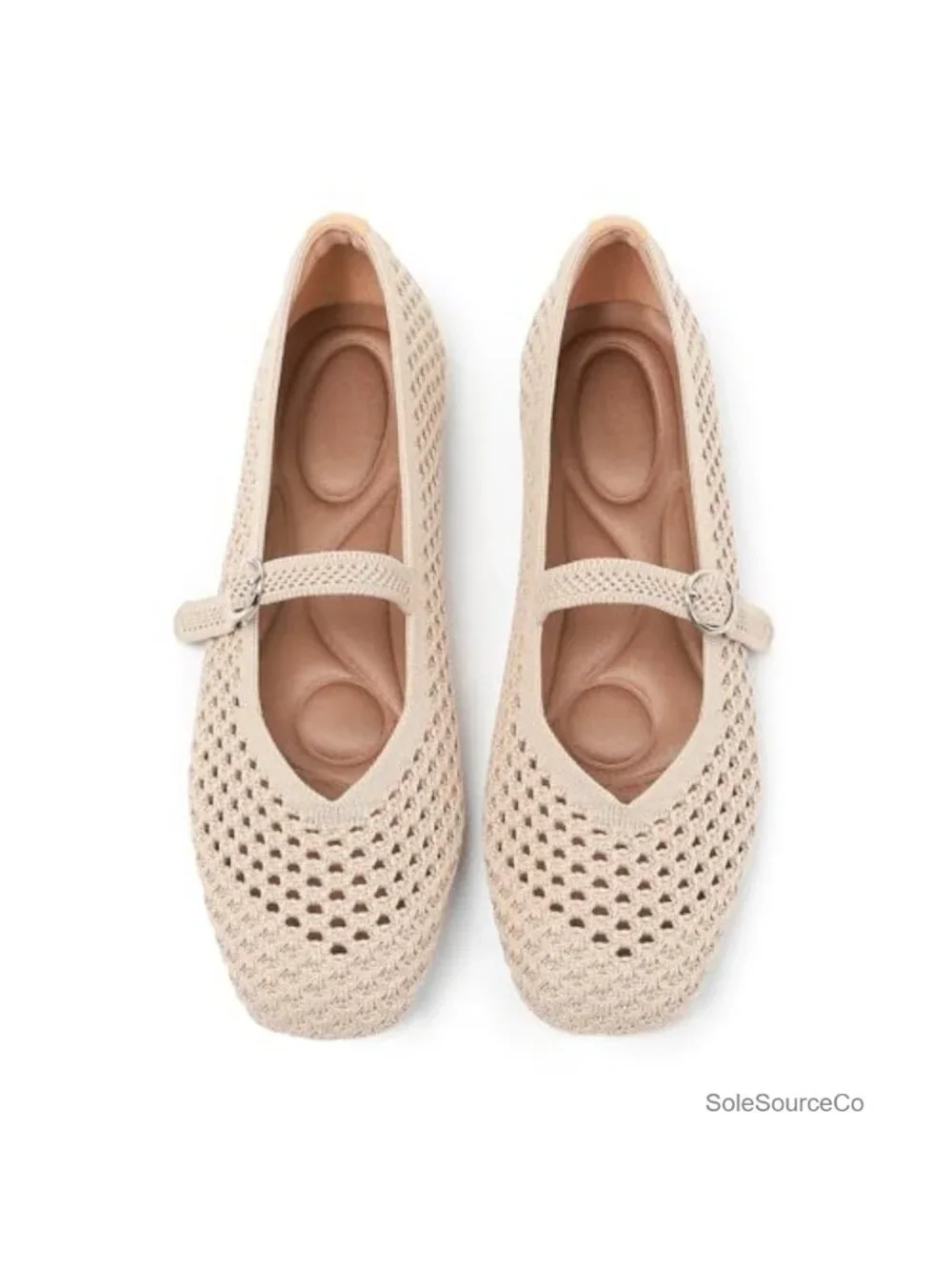 Women's Woven Square Toe Mary Jane Flats Comfortable Knit Ballet Shoes Ankle